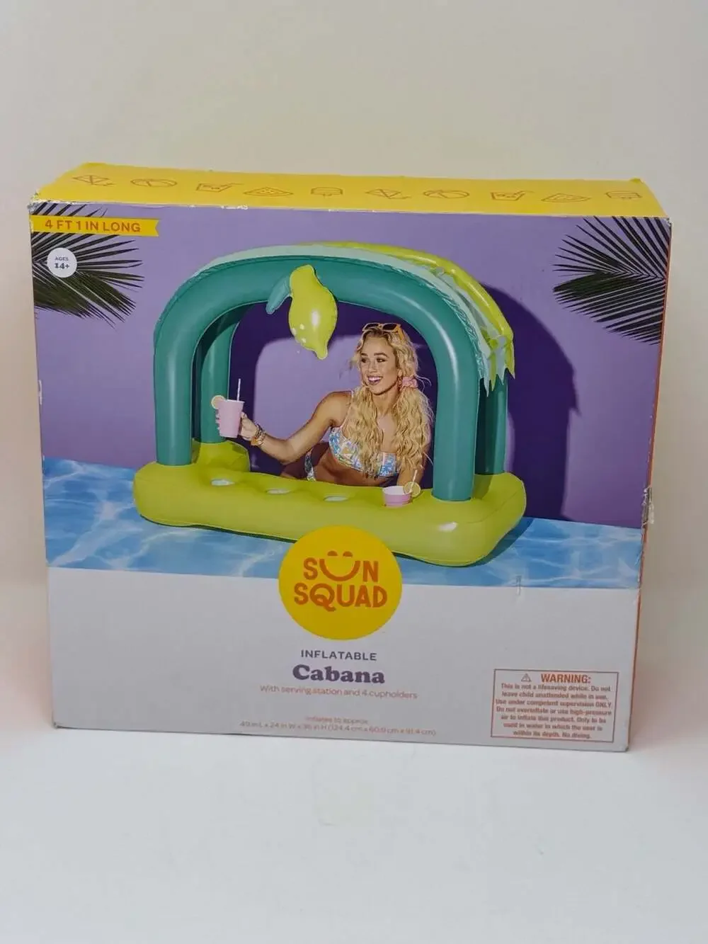 Sun Squad Inflatable Cabana with Serving Station and 4 Cupholders